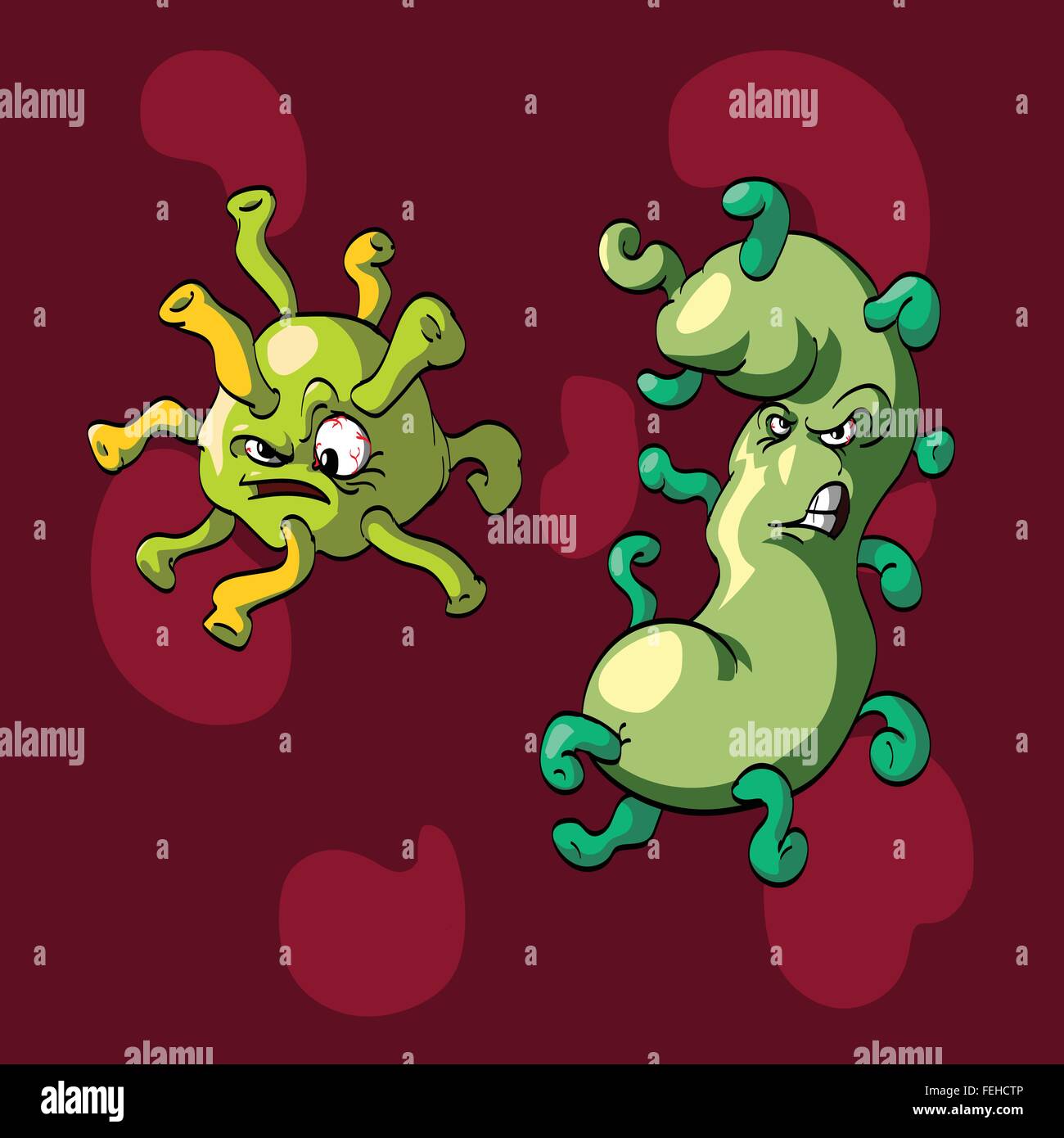 Vettore illustrazione cartoon di virus. Illustrazione Vettoriale