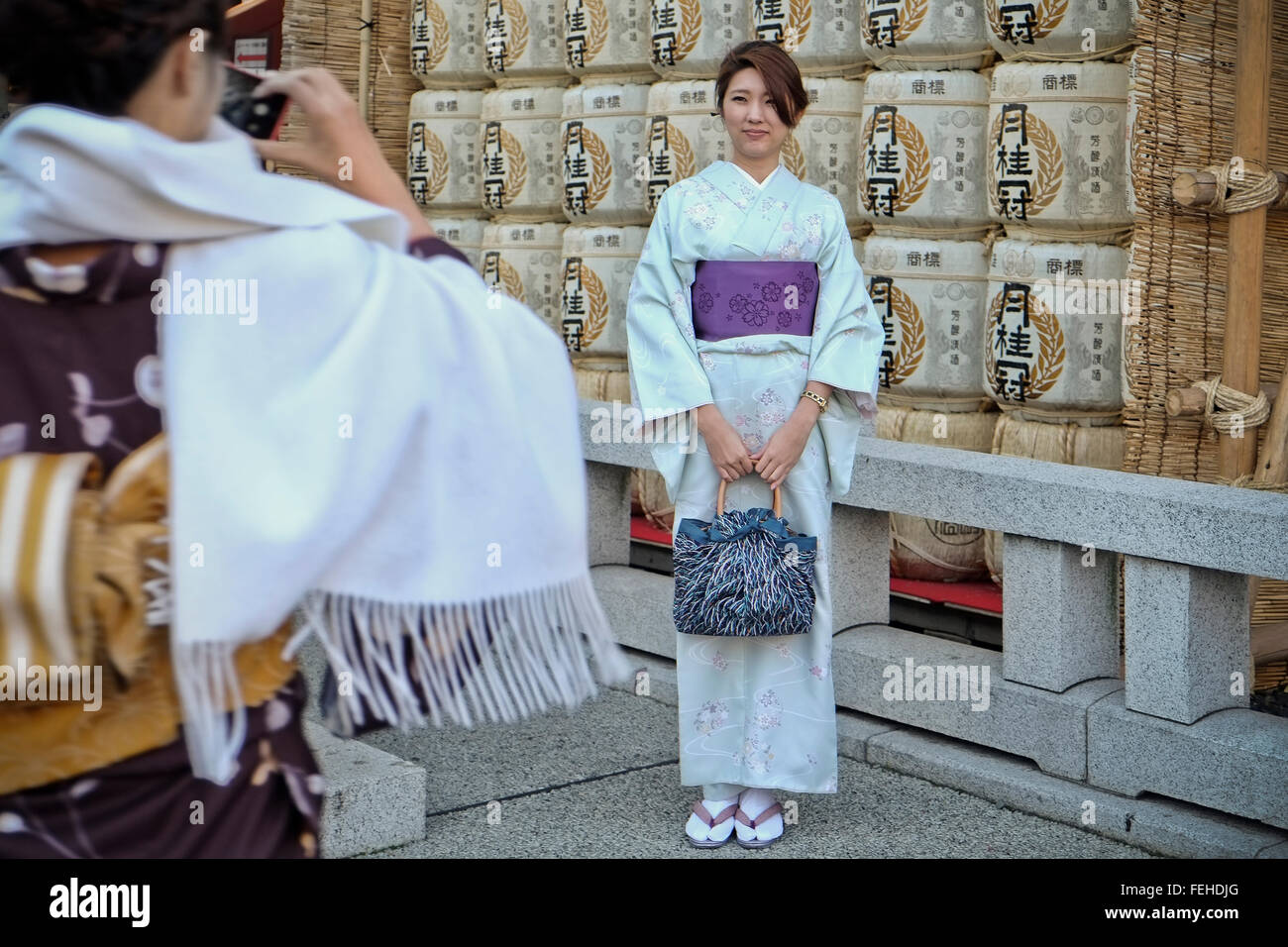 Tokyo, anno nuovo, Giappone, ragazze, kimono Foto Stock