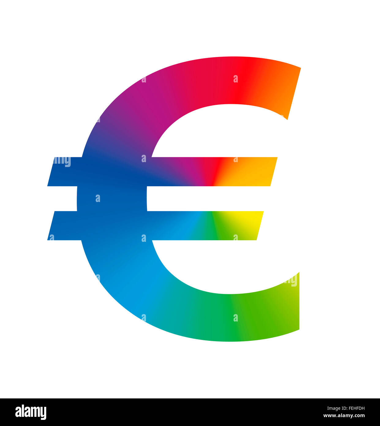 Simbolo Euro colorato european business - illustrazione su sfondo bianco. Foto Stock