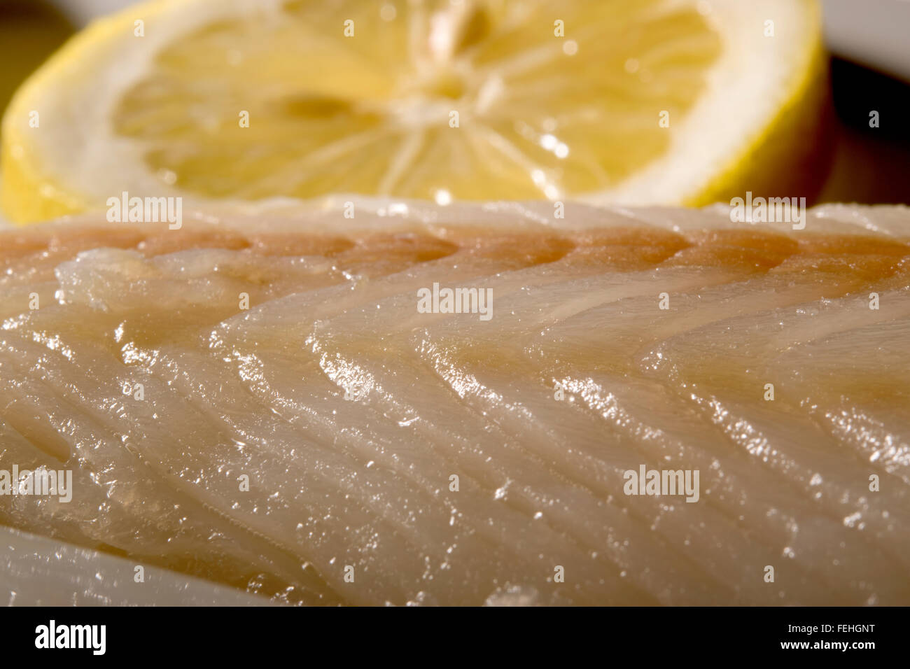 Limone e merluzzo Foto Stock
