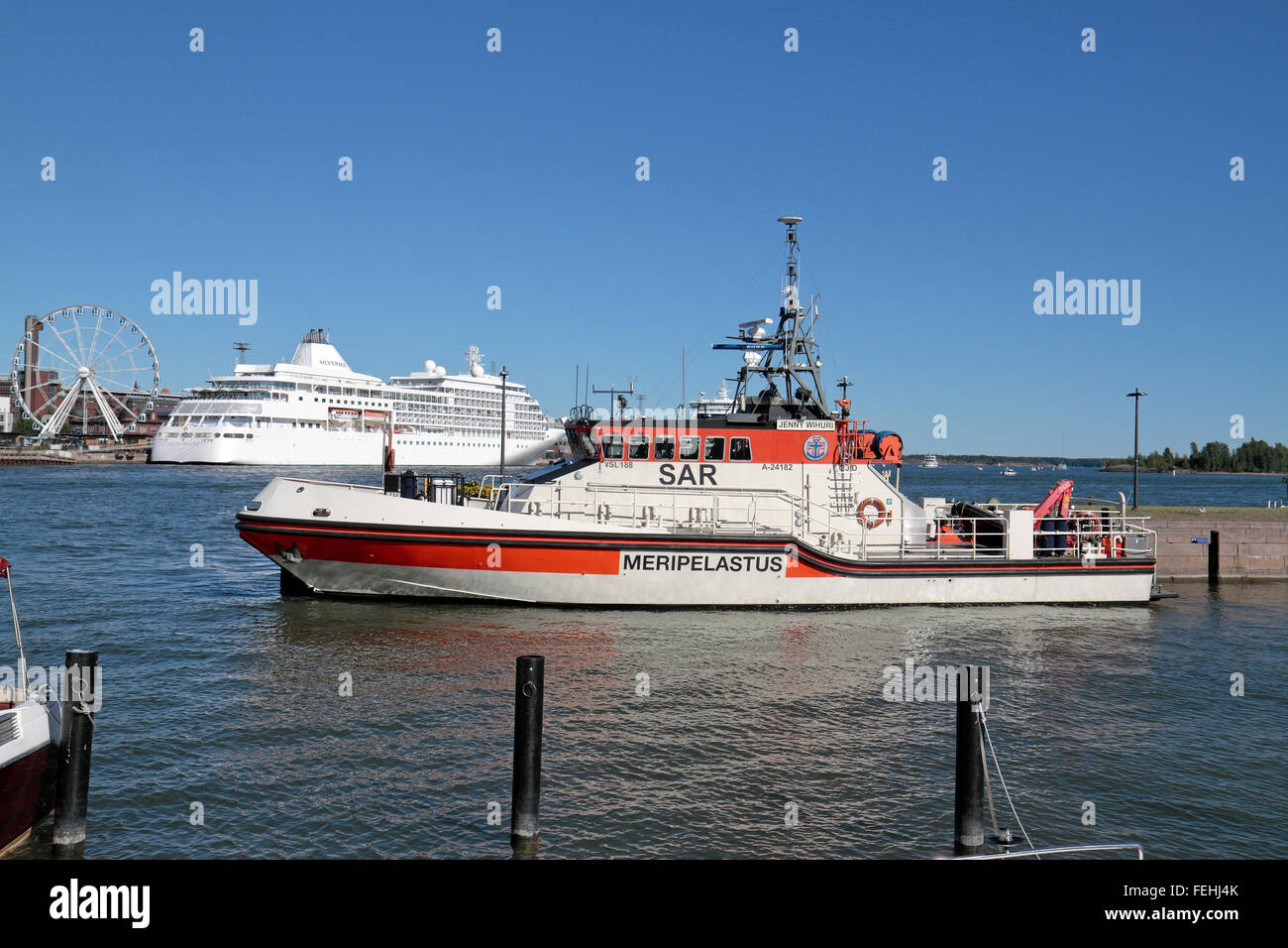 Il finlandese di scialuppe di salvataggio della società cruiser Jenny Wihuri a Helsinki in Finlandia. Foto Stock