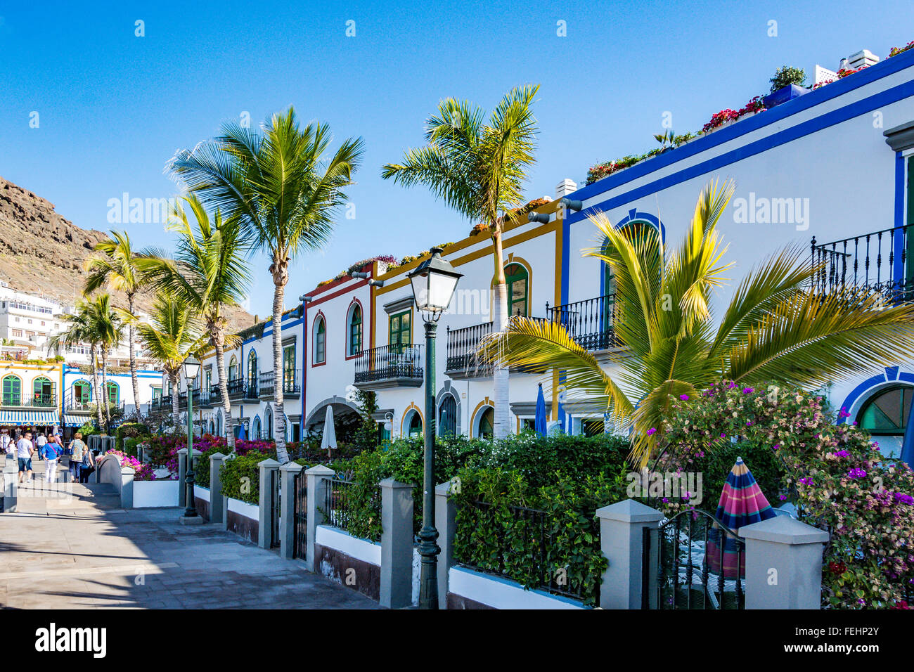 Puerto de Mogan, una bella e romantica città di Gran Canaria, Spagna Foto Stock