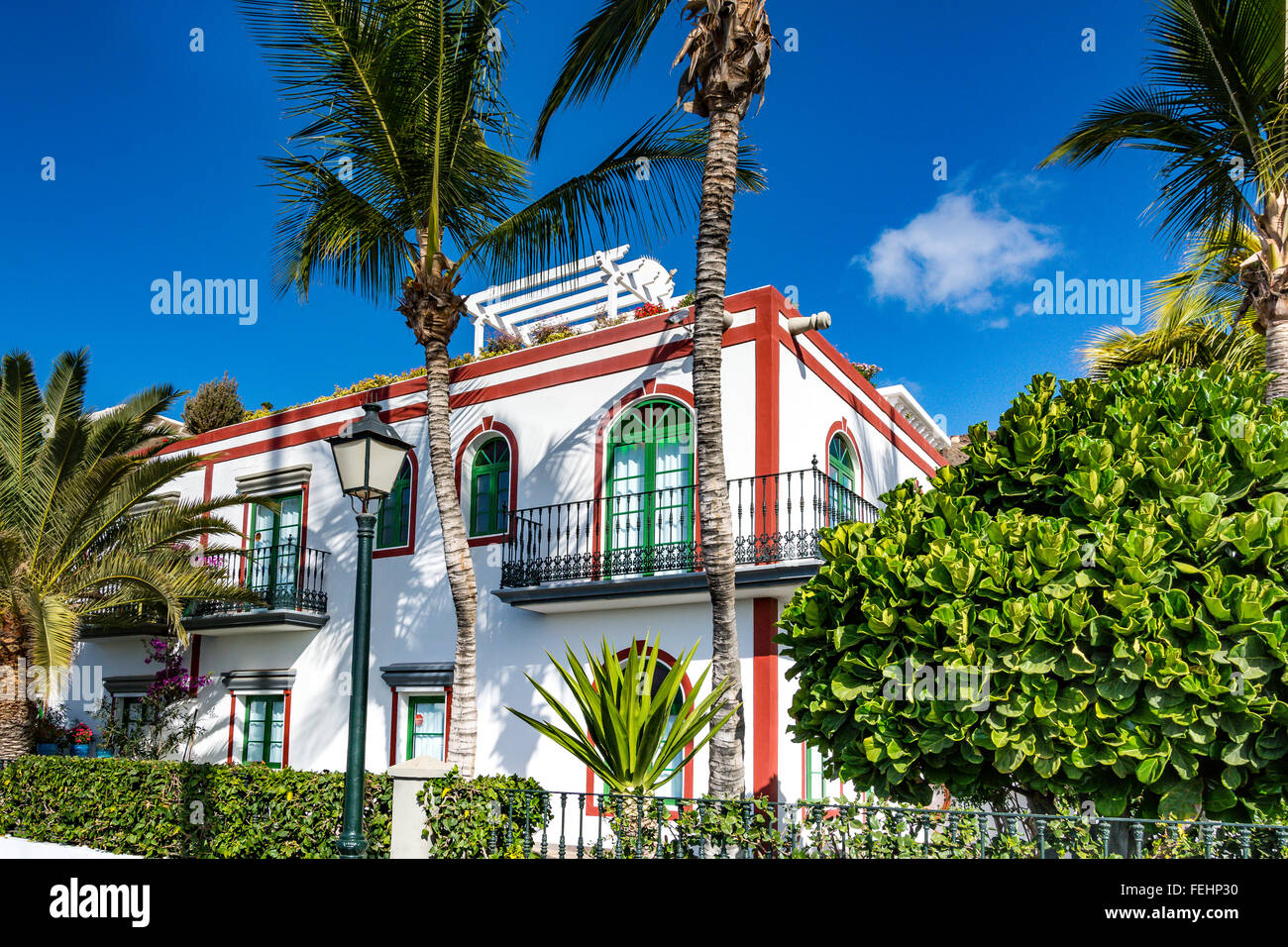 Puerto de Mogan, una bella e romantica città di Gran Canaria, Spagna Foto Stock