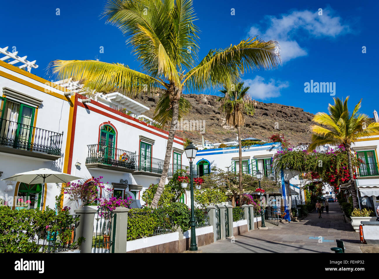 Puerto de Mogan, una bella e romantica città di Gran Canaria, Spagna Foto Stock
