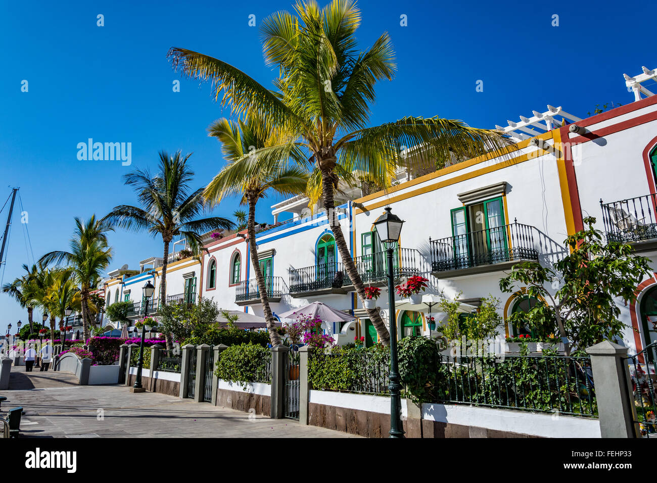 Puerto de Mogan, una bella e romantica città di Gran Canaria, Spagna Foto Stock