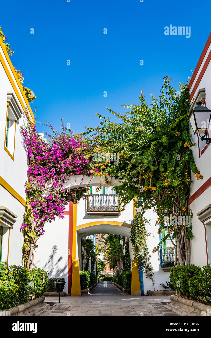 Puerto de Mogan, una bella e romantica città di Gran Canaria, Spagna Foto Stock