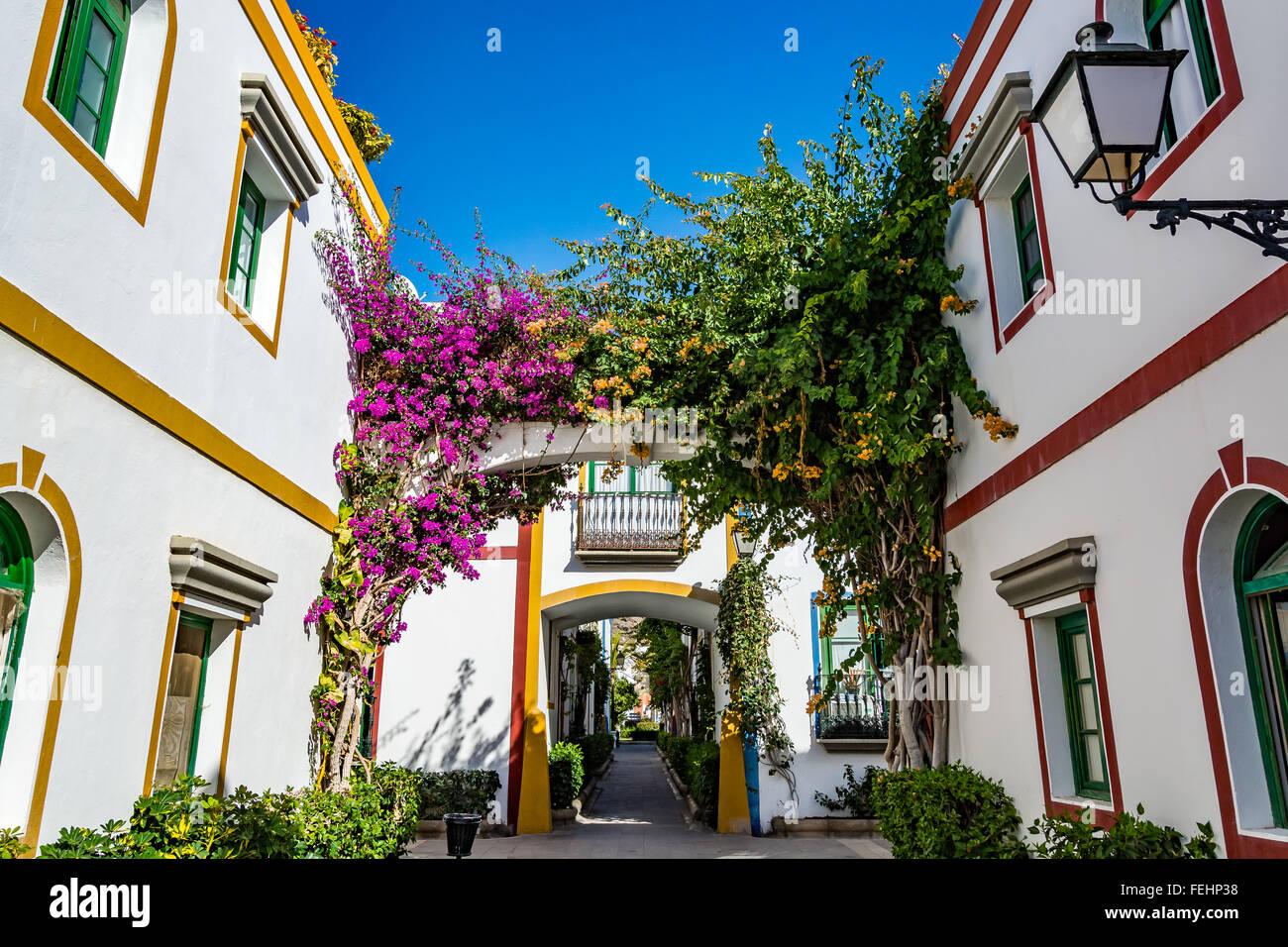 Puerto de Mogan, una bella e romantica città di Gran Canaria, Spagna Foto Stock