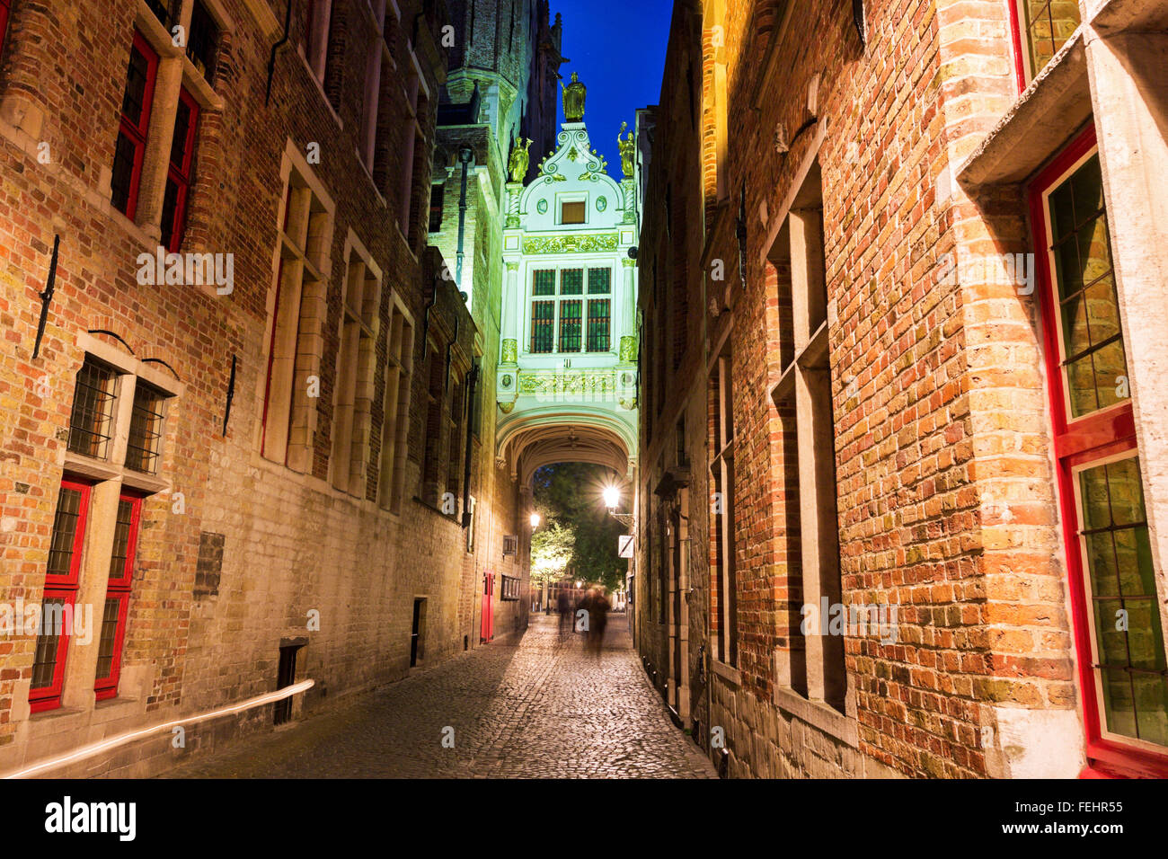 Blinde-Ezelstraat. Bruges, Regione fiamminga, Belgio Foto Stock