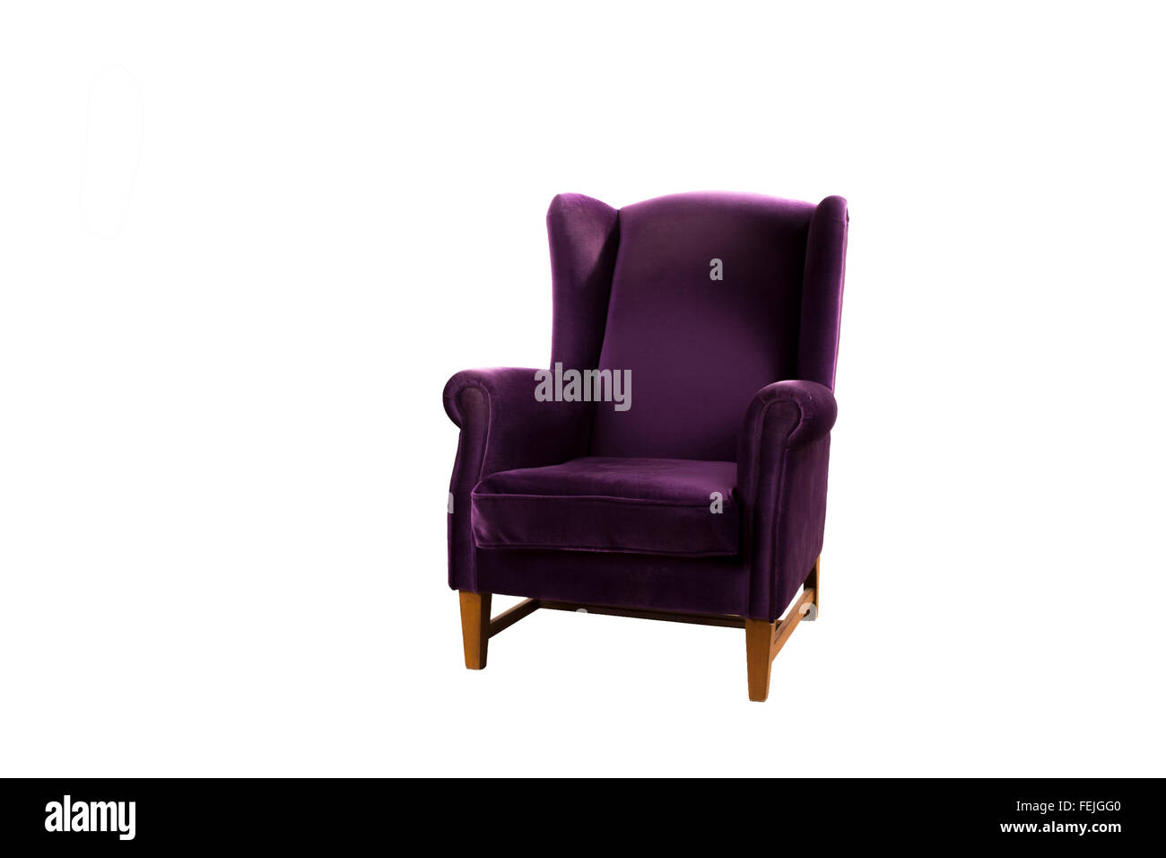 Poltrona viola isolato su sfondo bianco Foto Stock