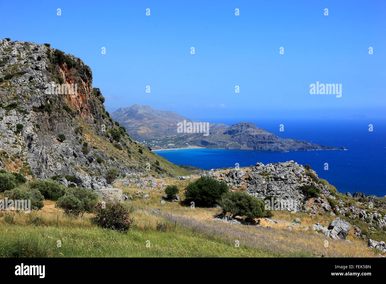 Creta, paesaggi sulla costa sud di Sellia dal Mar Libico Foto Stock