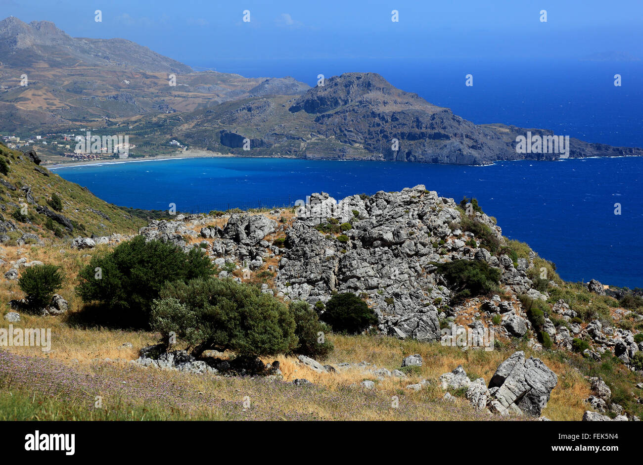 Creta, paesaggi sulla costa sud di Sellia dal Mar Libico Foto Stock