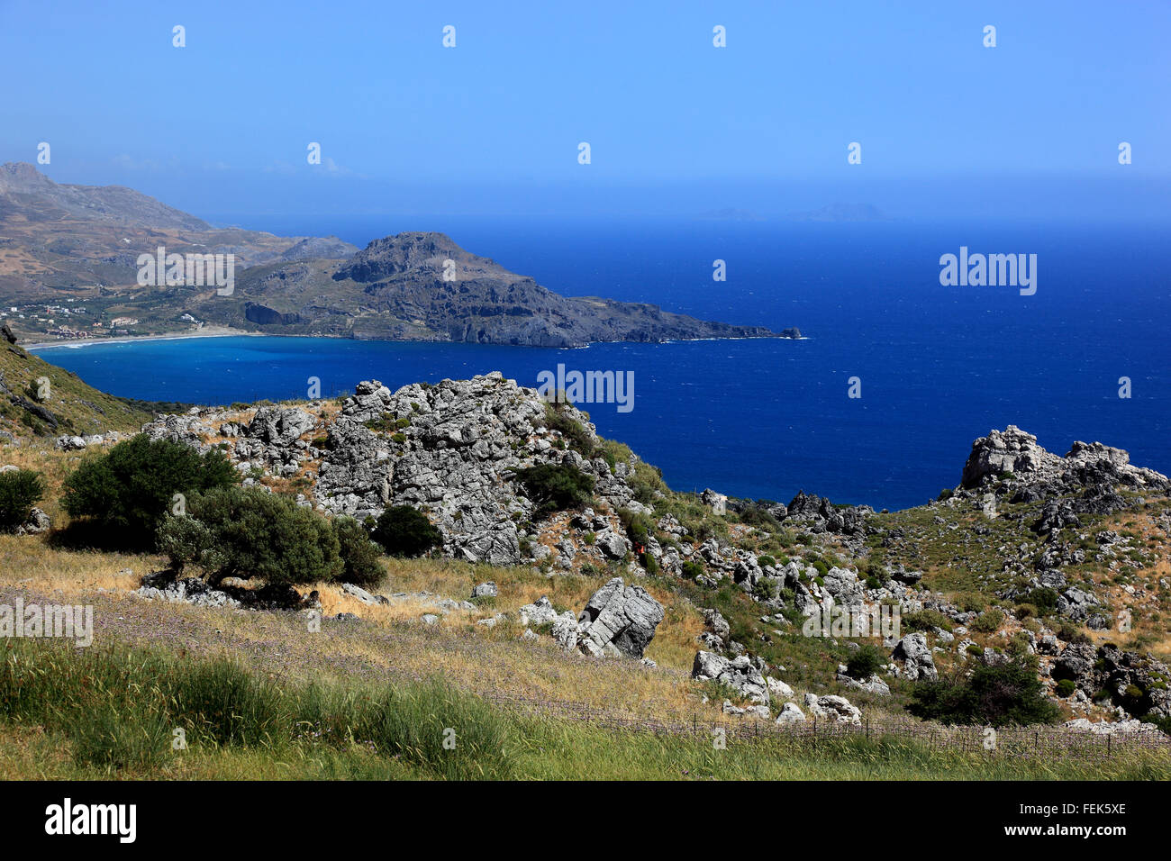 Creta, paesaggi sulla costa sud di Sellia dal Mar Libico Foto Stock