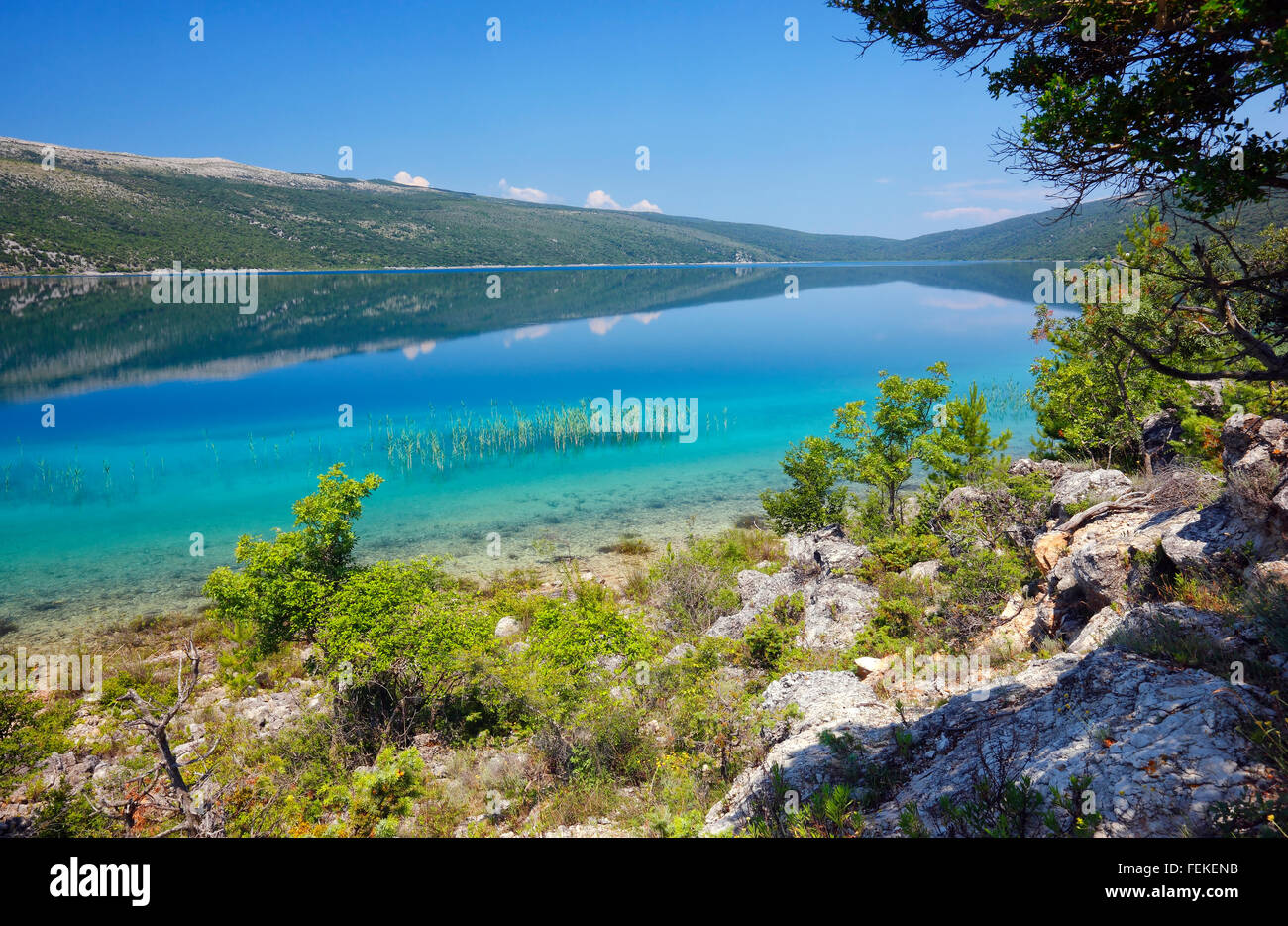 Lago di Vrana sull isola di Cres in Croazia Foto Stock