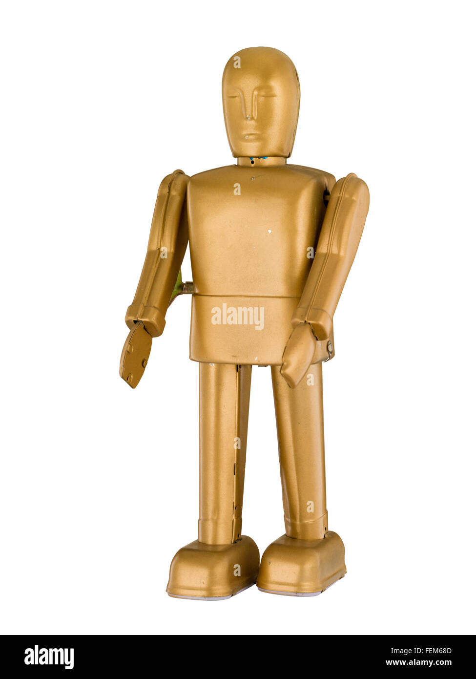 Oro vintage robot retrò isolato su bianco Foto Stock