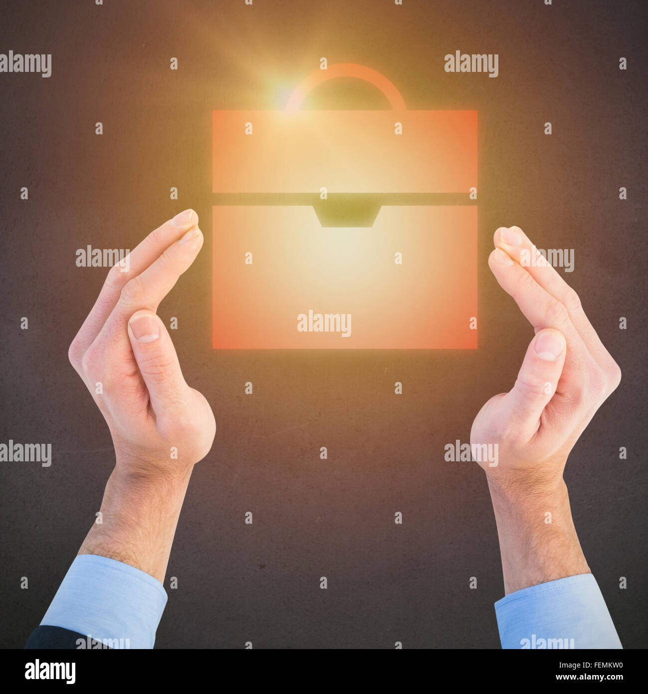 Immagine composita di close up di imprenditore con mani sparsi sul pavimento Foto Stock