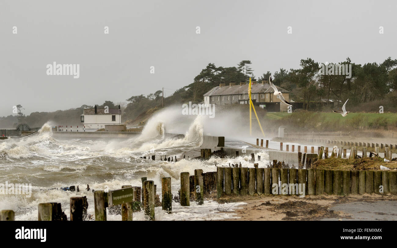 Spiaggia di Lepe, Hampshire, Regno Unito. Il giorno 08 Febbraio, 2016. Tempesta Imogen hits costa sud a Lepe beach hampshire Credito: howard west/Alamy Live News Foto Stock