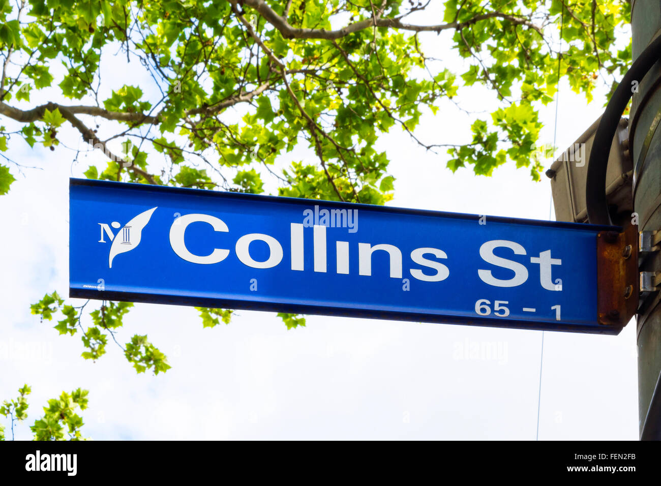 Collins Street segno, Melbourne, Australia Foto Stock