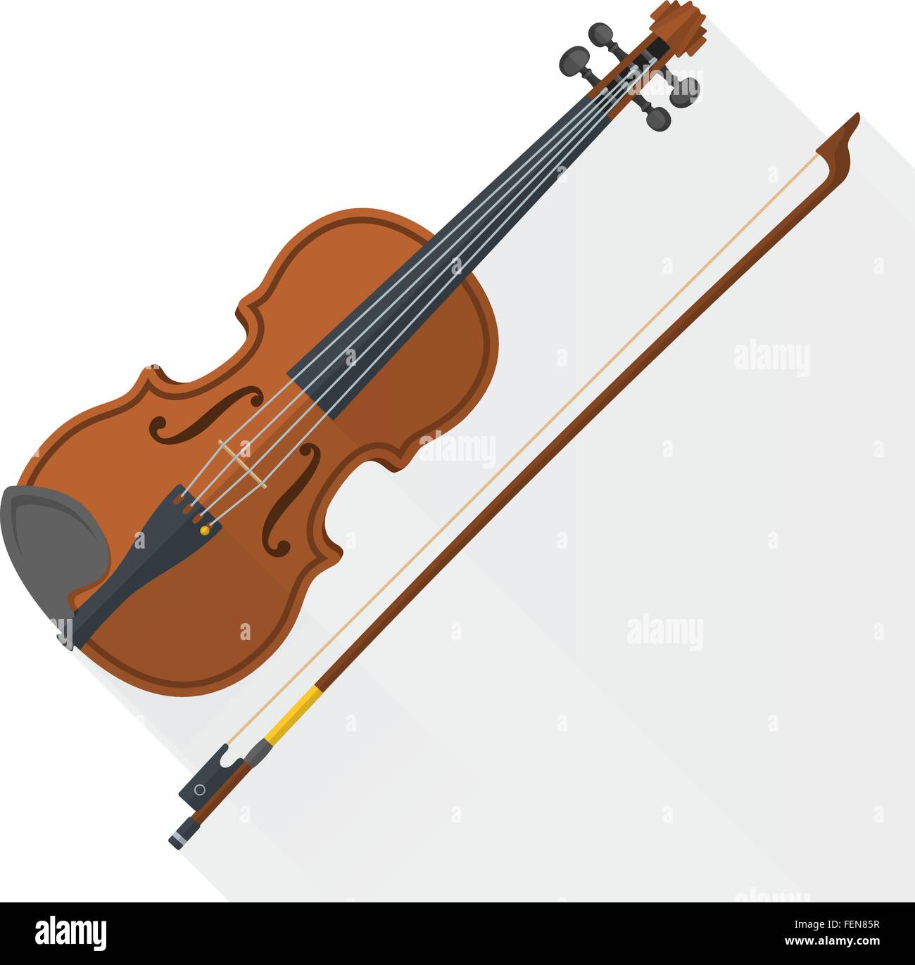 Colore Stile piatto vector violino fiddle bow su sfondo bianco Illustrazione Vettoriale