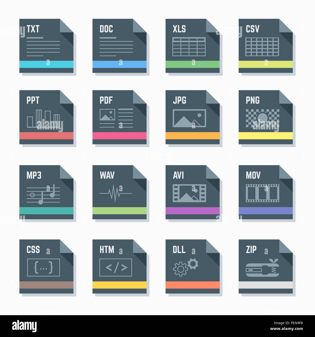 Vettore stile piatto grigio scuro proporzione quadrati formati file di icone con i simboli Illustrazione Vettoriale