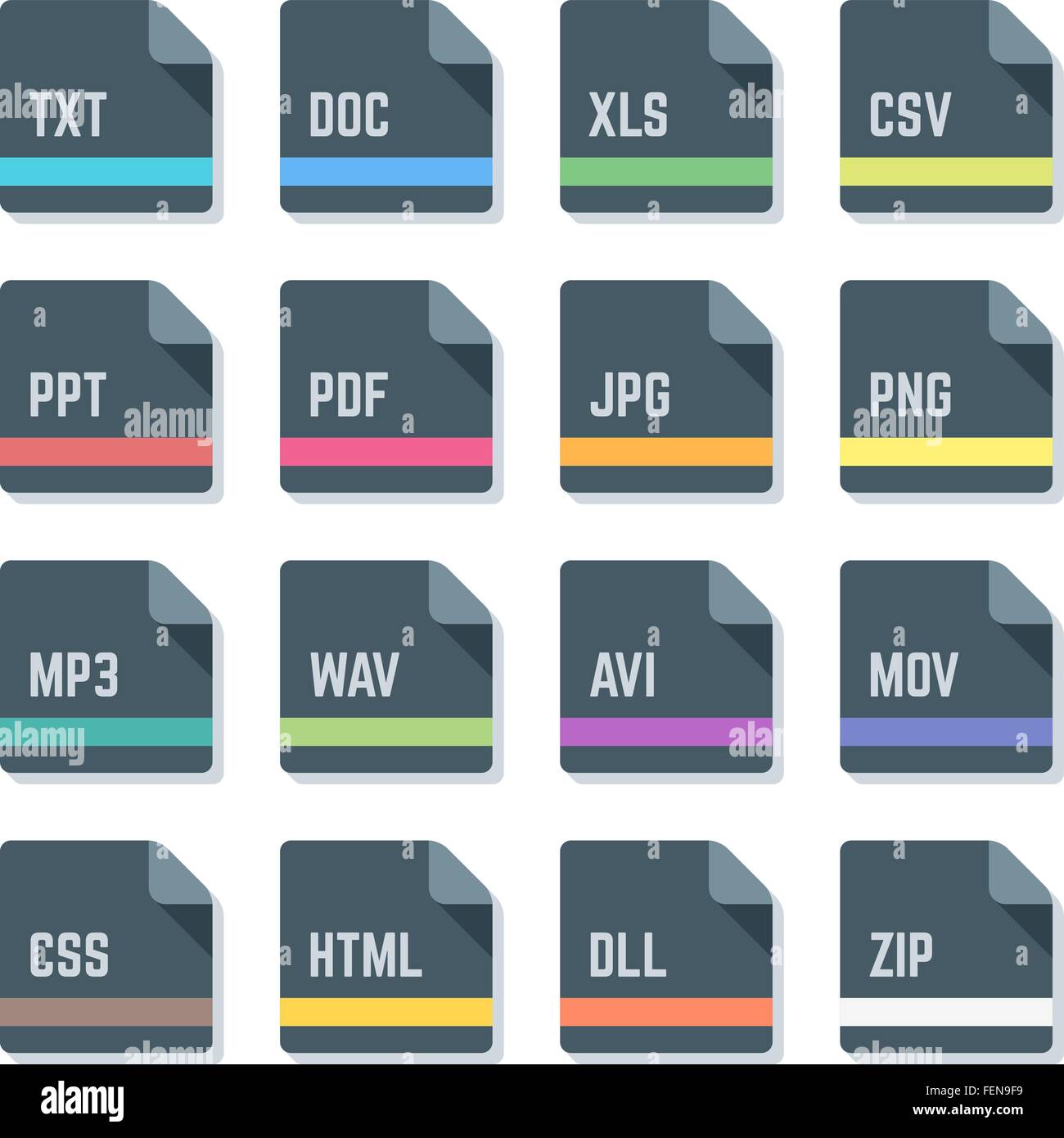 Vettore stile piatto grigio scuro quadrato arrotondato proporzione formati file icone colorate Illustrazione Vettoriale