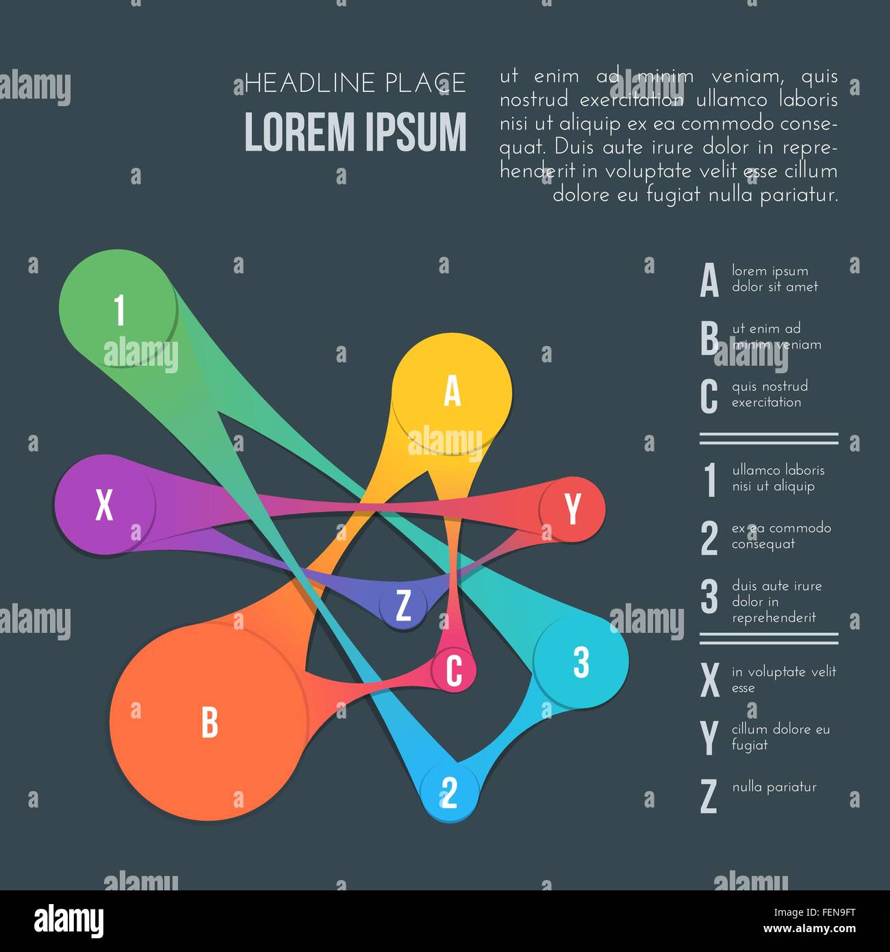 Vettore piatto colore opzione colore sfondo infografico modello sul buio Illustrazione Vettoriale