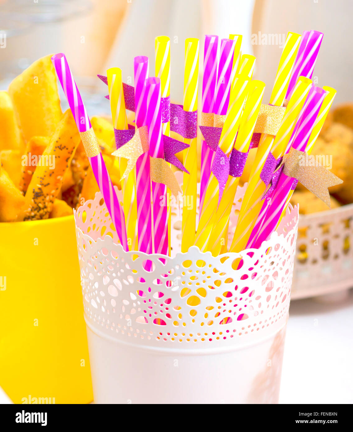 Striped drink cannucce Foto Stock