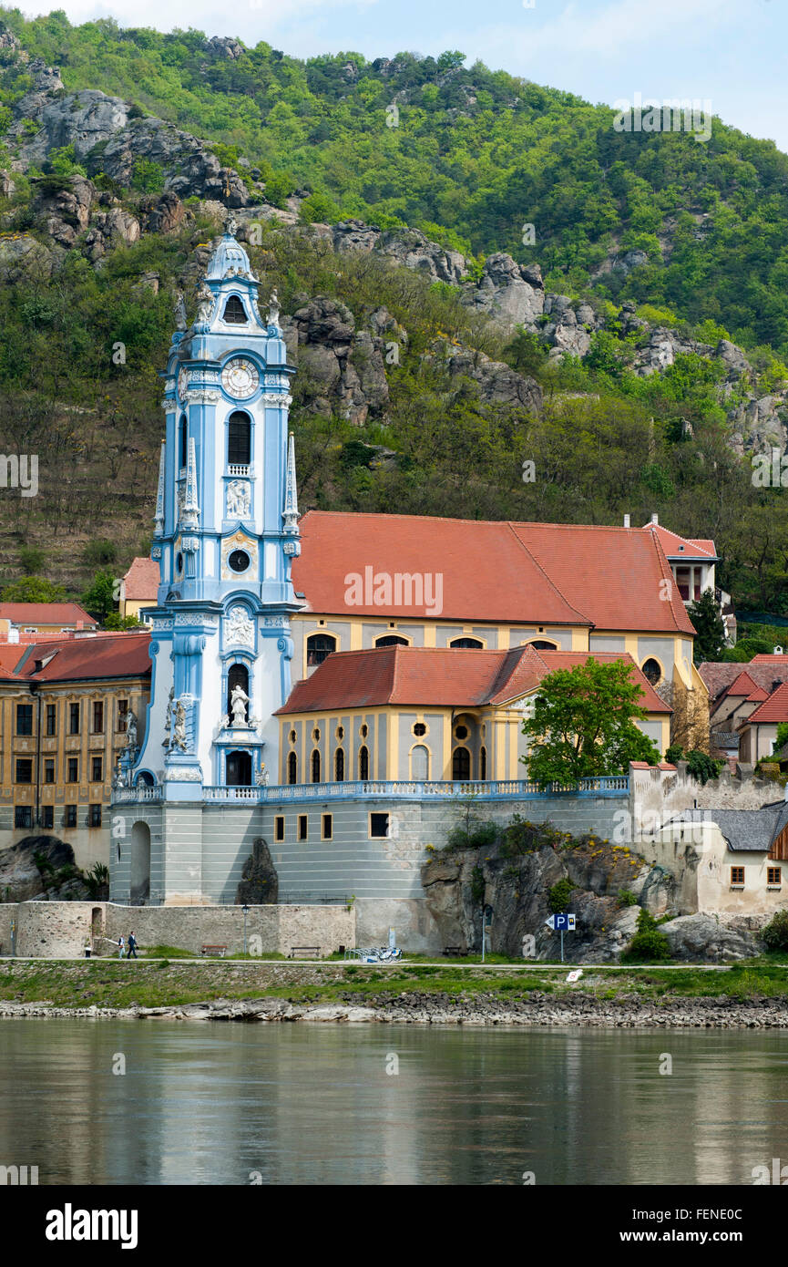 Canonici agostiniani Durnstein, Danubio, Sito Patrimonio Mondiale dell'UNESCO paesaggio culturale della Wachau, Austria Inferiore, Austria Foto Stock