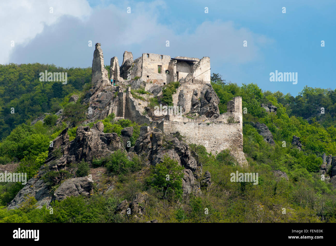 Rovina del castello Dürnstein, Sito Patrimonio Mondiale dell'UNESCO paesaggio culturale della Wachau, Austria Inferiore, Austria Foto Stock