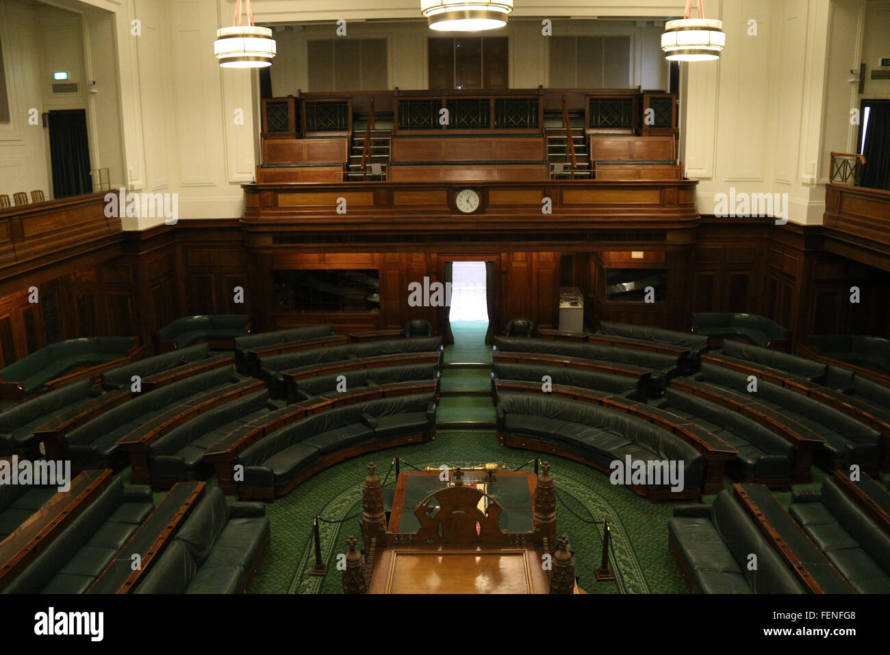 All'interno della vecchia sede del Parlamento a Canberra, ora il Museo della democrazia australiana; Casa della Camera dei rappresentanti. Foto Stock