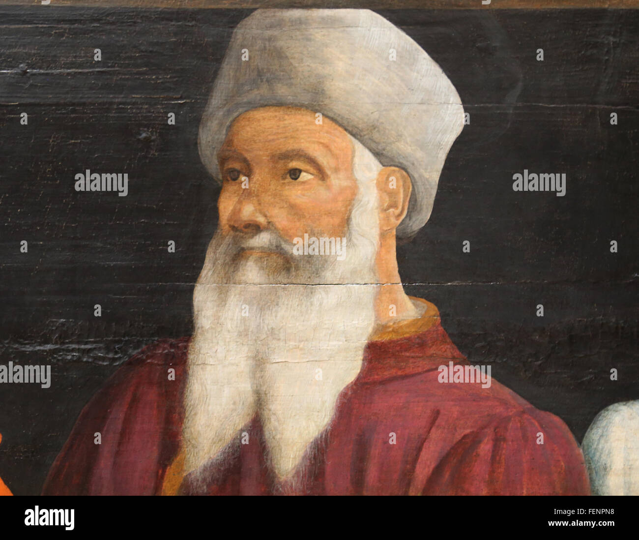 Ritratto di pittore italiano Paolo Ucello. Cinque uomini famosi, 1450 da Paolo Ucello (1397-1475). Il museo del Louvre. Parigi. La Francia. Foto Stock