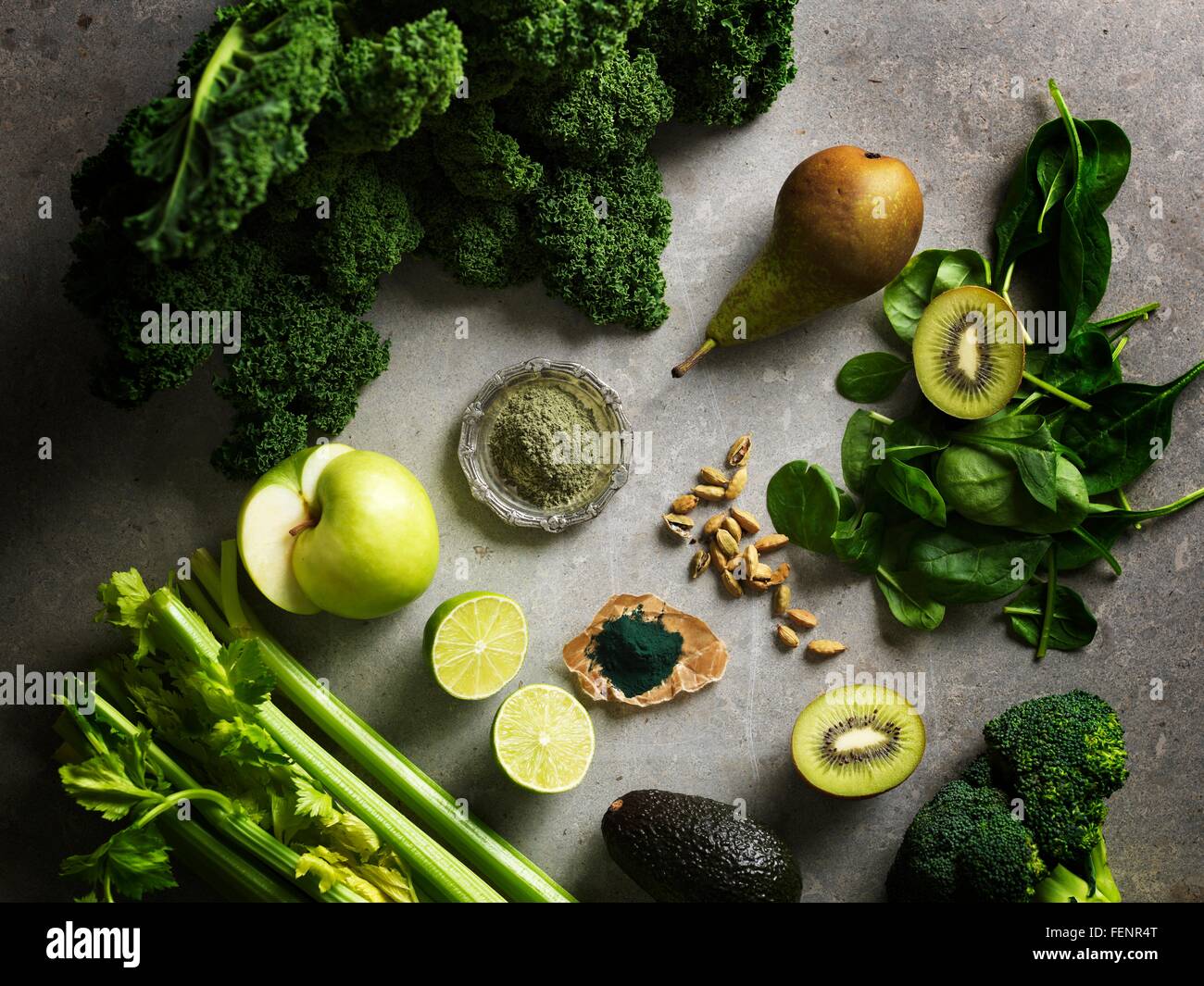 Vista aerea di colore verde la frutta e la verdura Foto Stock
