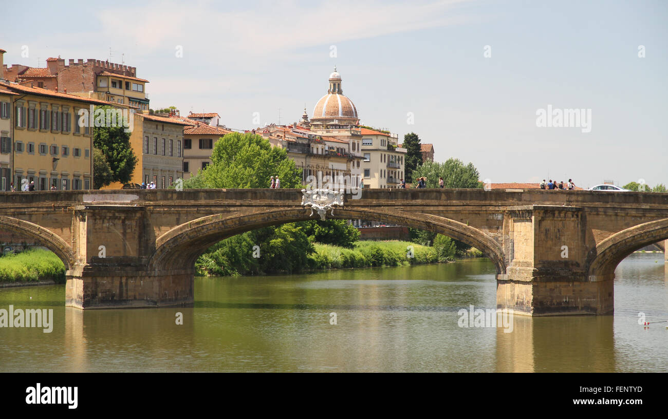 Santa Trinita, un famoso ponte di Firenze Italia Foto Stock