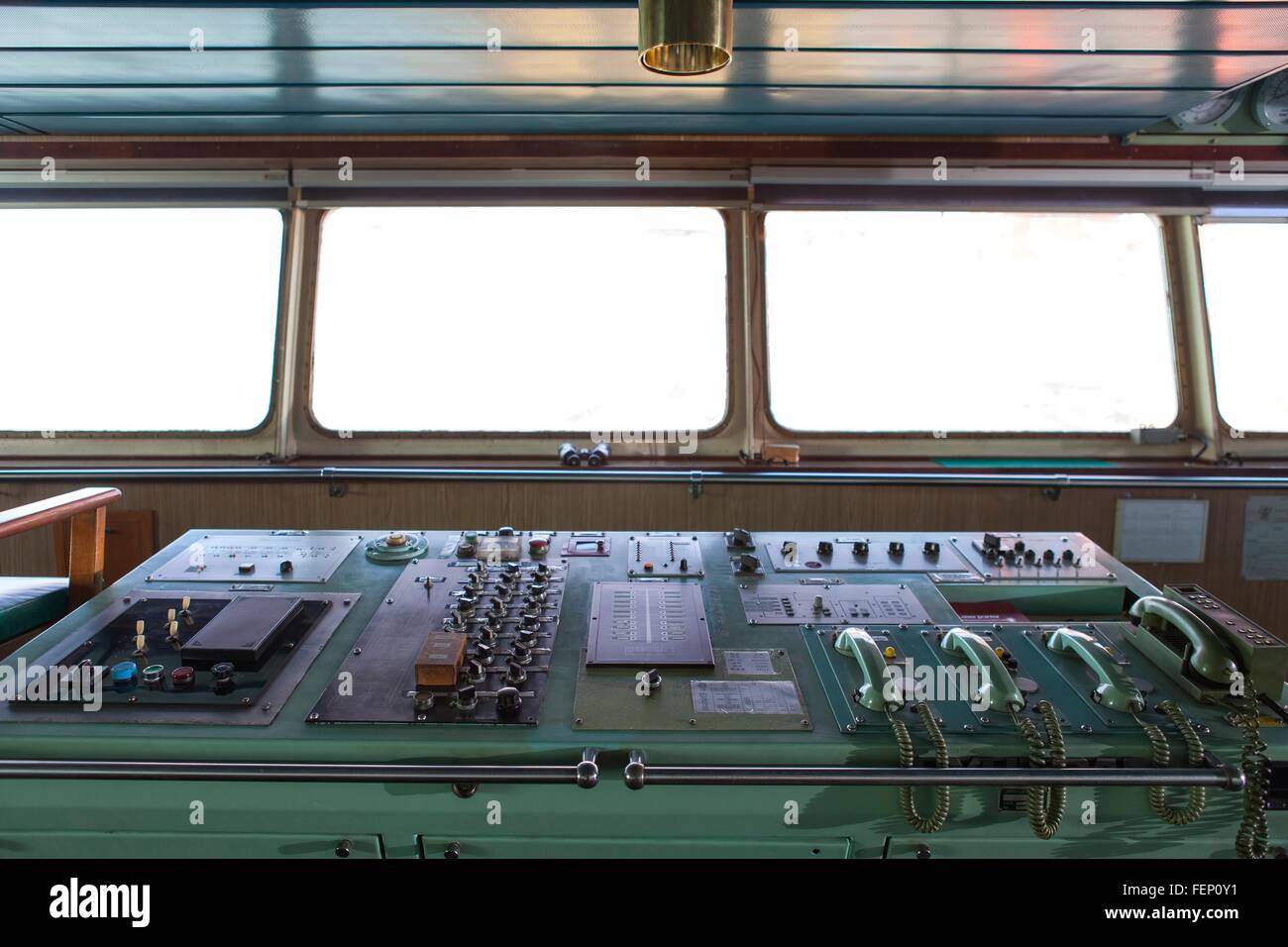 Pannello di controllo a bordo di una nave Foto Stock