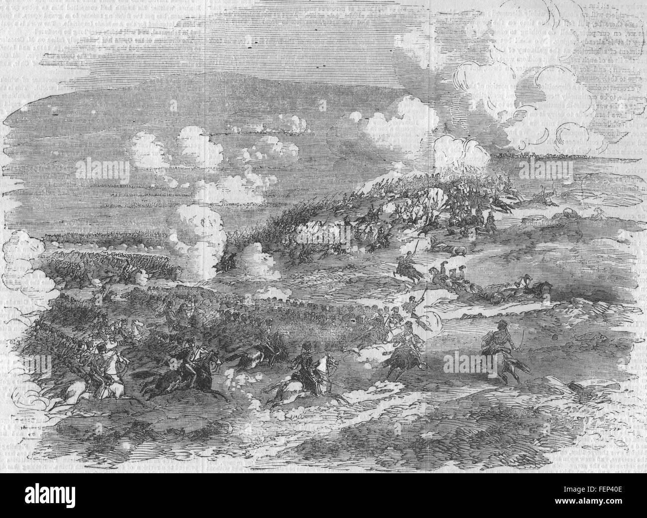 Guerra di Crimea carica di luce Brigata. Spia di carica di cavalleria a Balaklava 1854. Illustrated London News Foto Stock