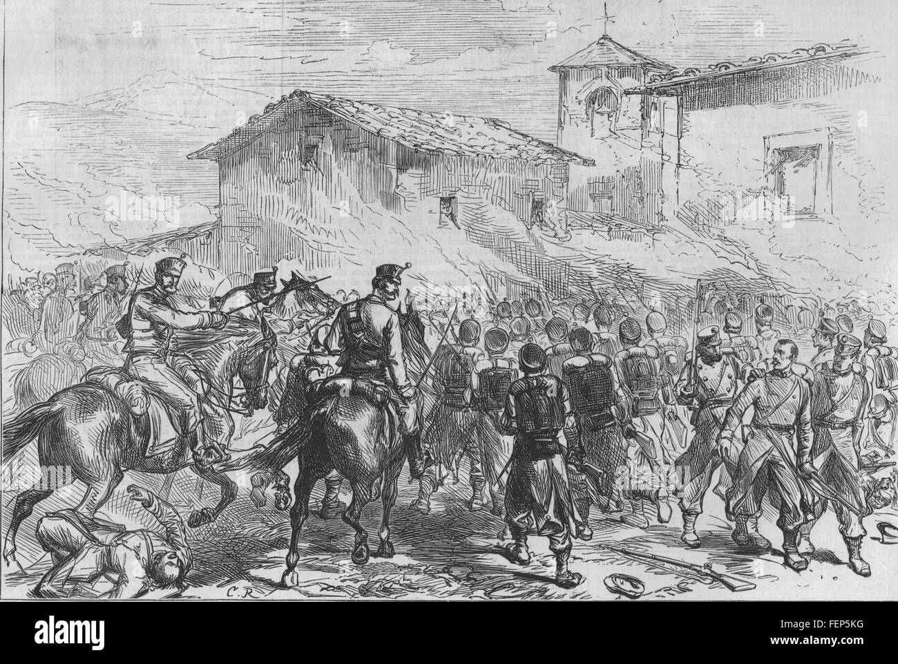 La guerra civile in Spagna terzo attacco dei repubblicani su Adnoain 1874. Illustrated London News Foto Stock
