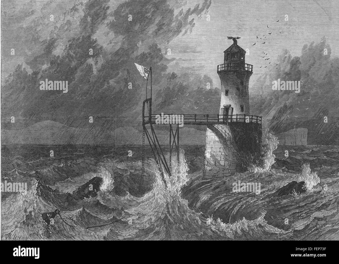 In Sud Africa il romano rocce faro, Simon's Bay, Capo di Buona Speranza 1869. Illustrated London News Foto Stock