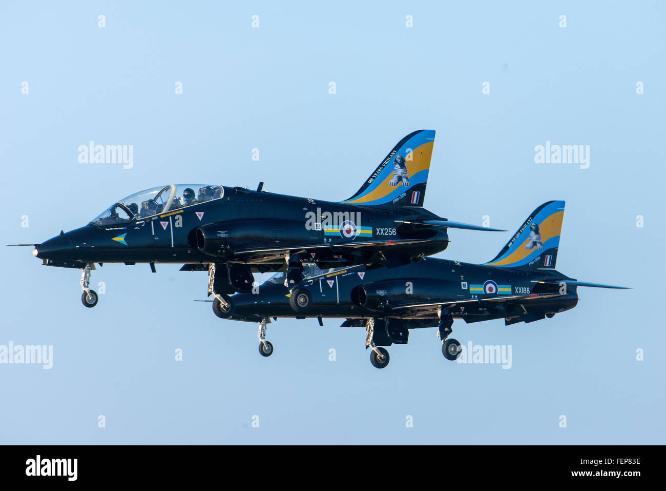 Raf Valley Anglesey North Wales UK Hawks T1 battenti arrivi Foto Stock