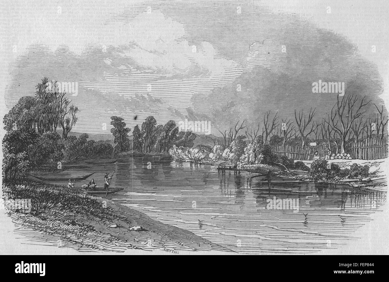 AUSTRALIA rive del fiume Hutt 1847. Illustrated London News Foto Stock