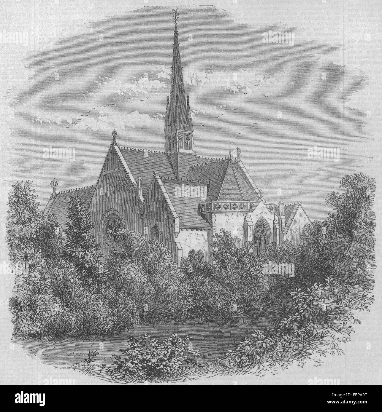CANNES Nuova Chiesa inglese. Francia 1867. Illustrated London News Foto Stock
