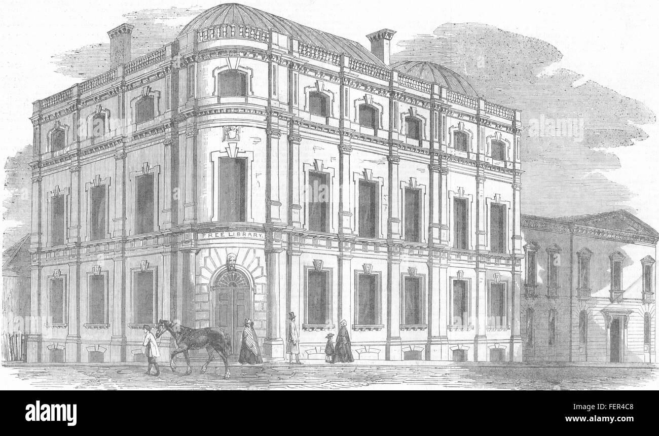 NORWICH Nuova Free Public Library. Norfolk 1857. Illustrated London News Foto Stock