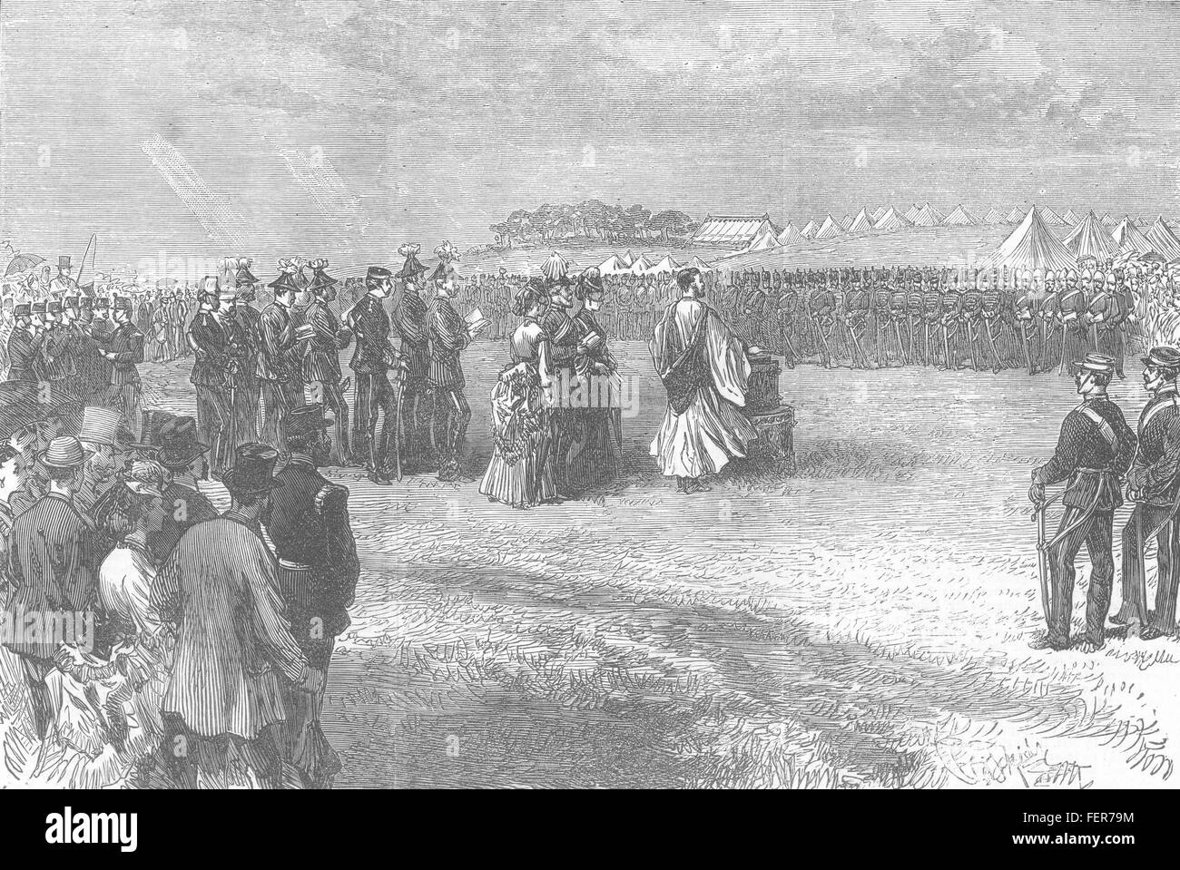 Il Dorset campagna d'Autunno divino servizio gara Camp, Blandford 1872. Illustrated London News Foto Stock