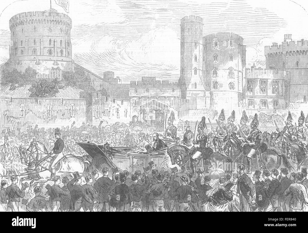 WINDSOR il Matrimonio della principessa Helena partenza della sposa e lo sposo 1866. Illustrated London News Foto Stock