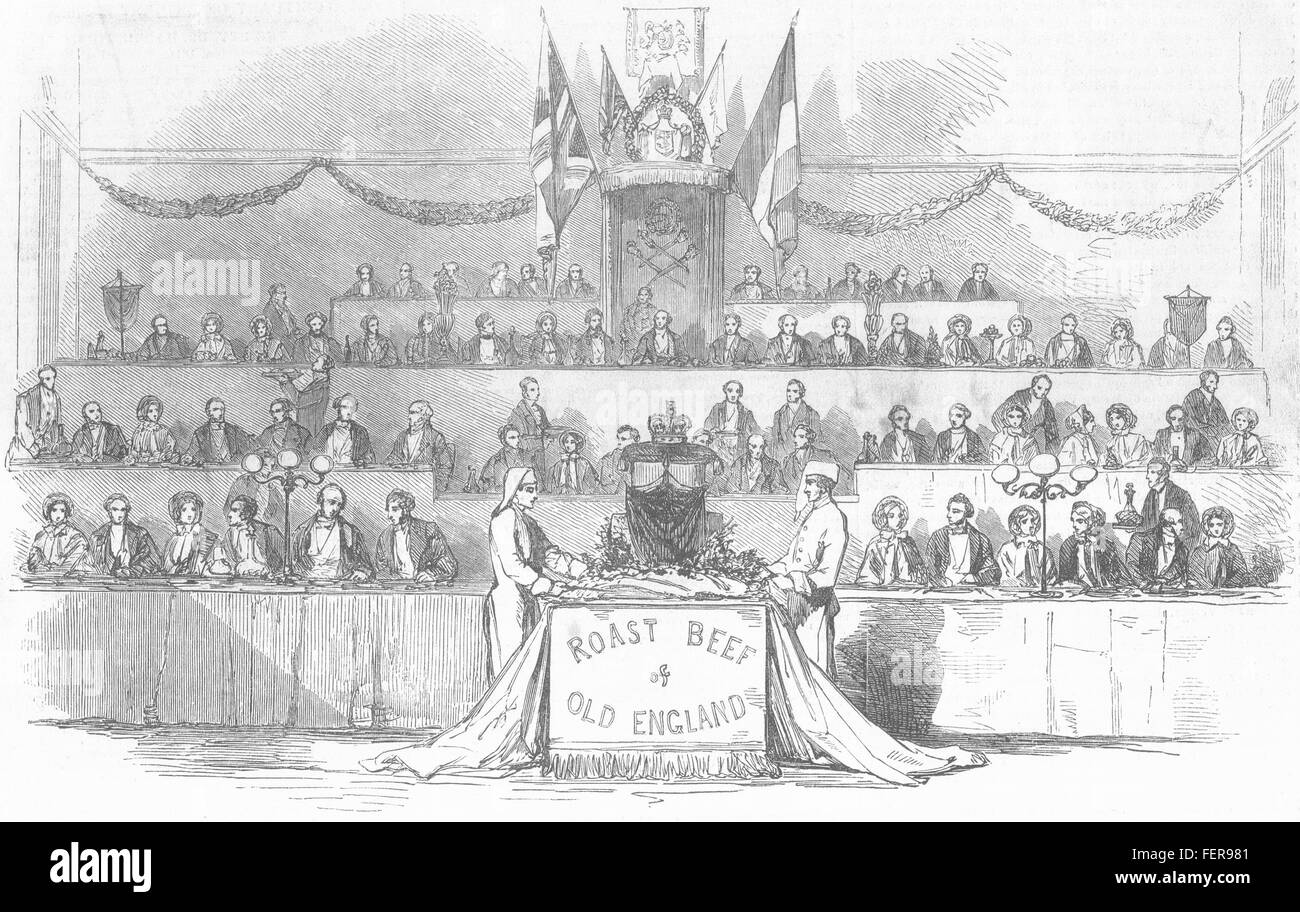 HEREFORD palco al banchetto Shire-Hall per celebrare l'apertura ferroviaria 1853. Illustrated London News Foto Stock