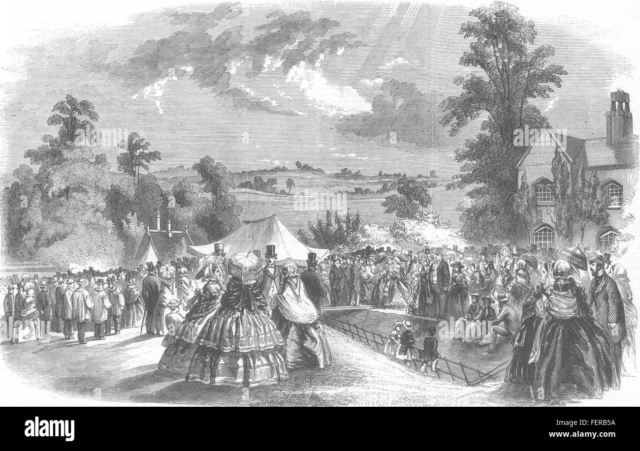 OXFORDSHIRE sfalcio,il taglio,Cottagers' Flower Show,Coleshill Parco.Premi 1858. Illustrated London News Foto Stock