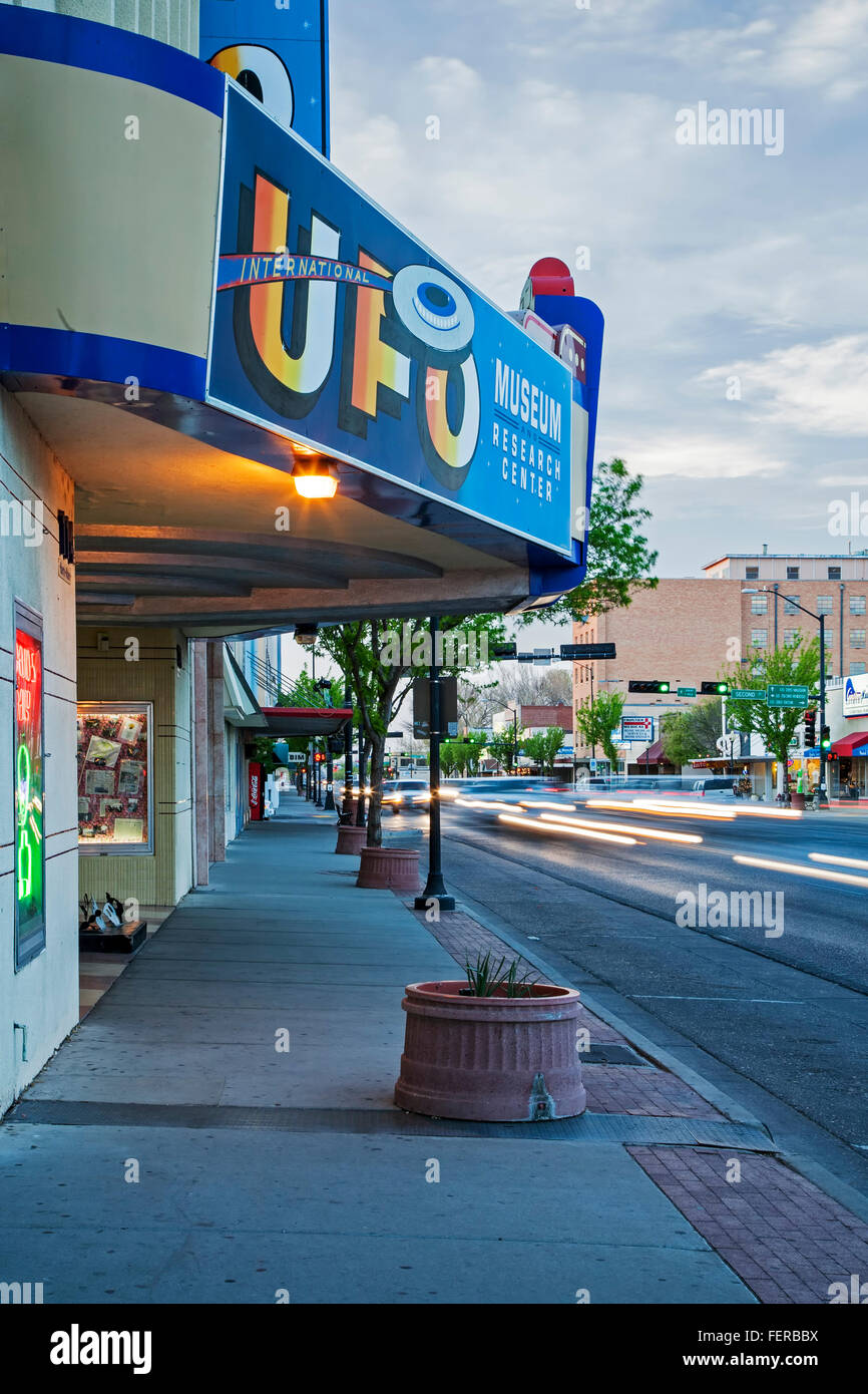 UFO Museum e striature chiare, Roswell, New Mexico USA Foto Stock