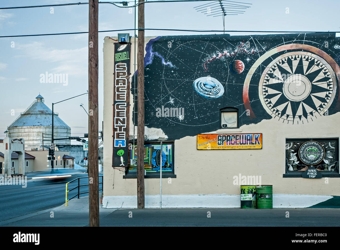 Spazio murale e 'spazio nave", Roswell, New Mexico USA Foto Stock