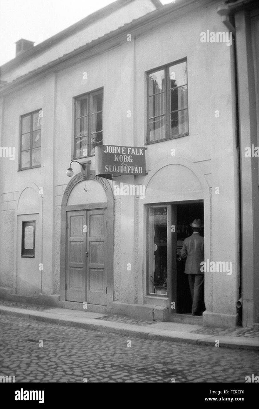 Un negozio di artigianato situato nell'edificio dell'Esercito della salvezza a Vadstena, in Svezia, offre uno sguardo sulla tradizione svedese dell'artigianato. Situato in un'area di sterg, questo negozio propone prodotti locali e supporta la comunità. Foto Stock