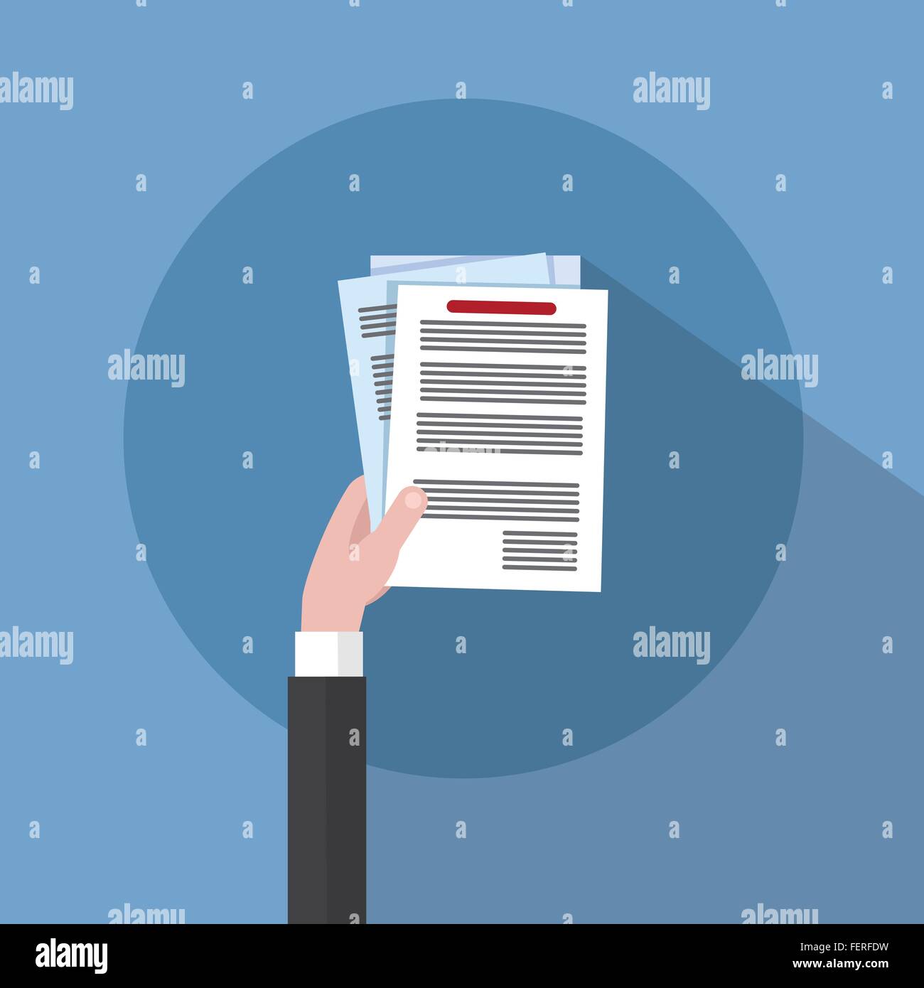 Business man mano tenere documenti cartacei, iscriviti, Contratto Nozione Illustrazione Vettoriale
