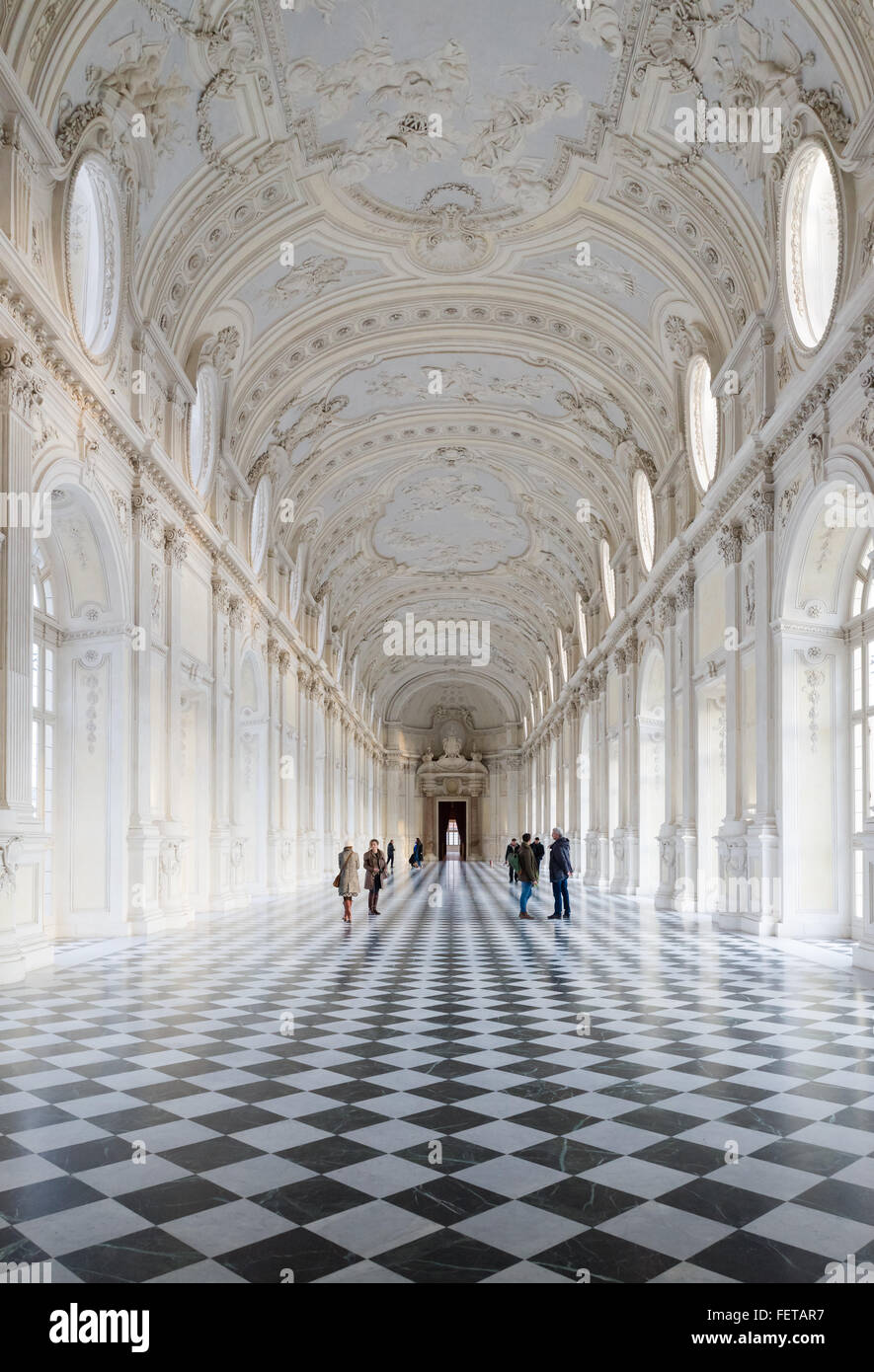 Grande Galleria, Galleria Grande, la Reggia di Venaria Reale, la Reggia di Venaria, Venaria Reale, Piemonte, Italia Foto Stock