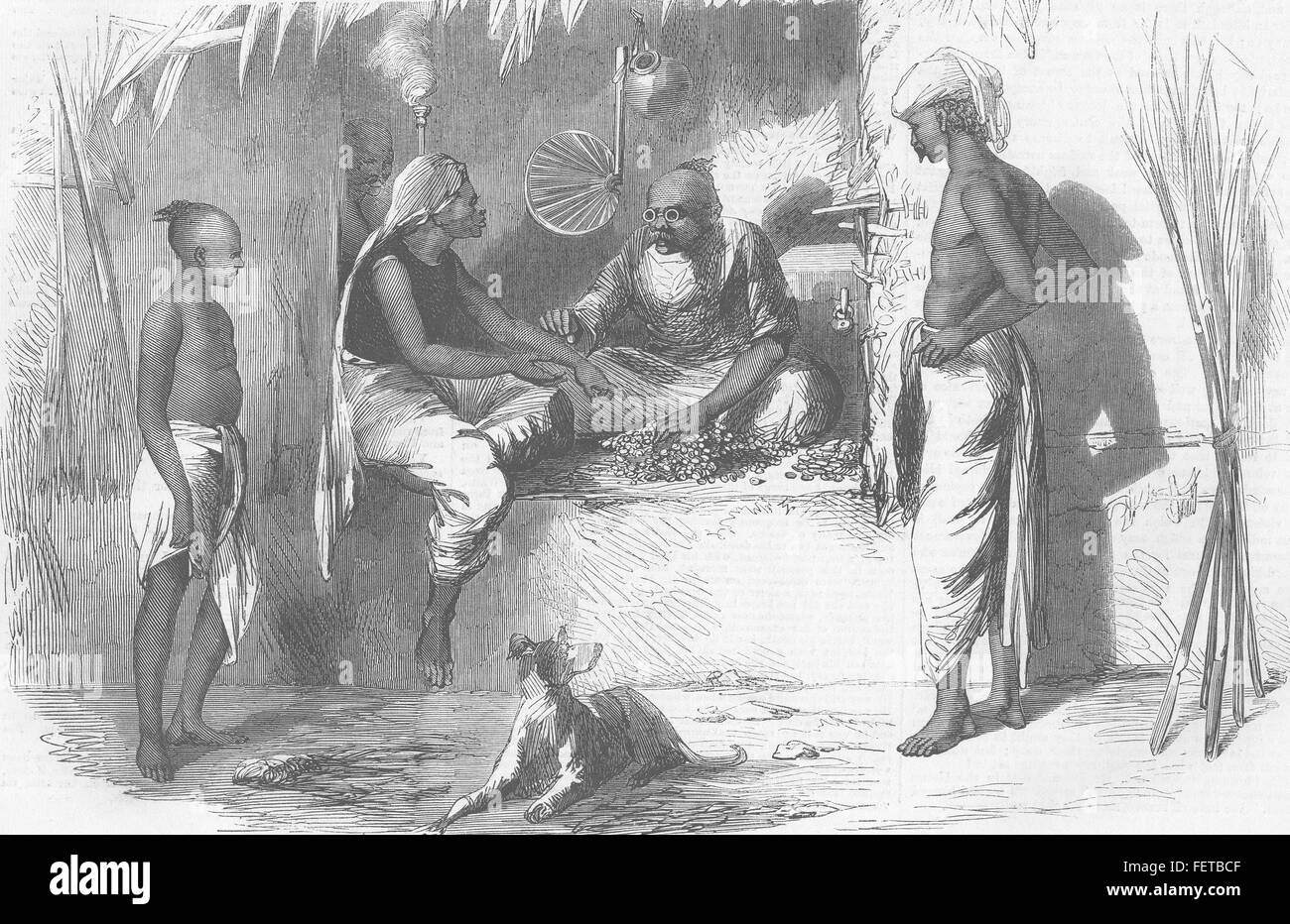 INDIA il denaro indù-changer 1859. Illustrated London News Foto Stock